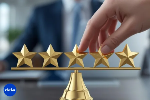 Grafiek die de conversie toont van Google reviews, waarbij een score boven de 4.5 met recente en frequente feedback de hoogste betrouwbaarheid en menselijkheid uitstraalt.