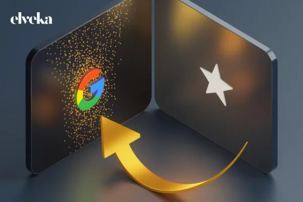 Een vergelijking tussen het Trustpilot logo en het Google Reviews logo, waarbij de focus ligt op de superieure vindbaarheid en AI-integratie van Google.
