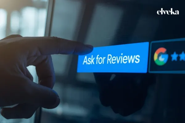 Een schermopname van het Google Bedrijfsprofiel dashboard waar de knop 'Vraag om reviews' is omcirkeld om een directe link te genereren.