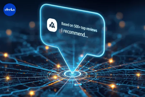 Een interface van een AI-chatbot die een lokaal bedrijf aanbeveelt op basis van hoge Google-scores en positieve klantervaringen.