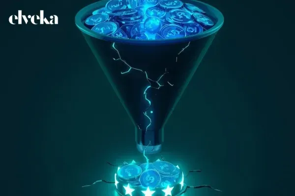 Een visuele weergave van een lekkende trechter (marketing leads) die gerepareerd wordt door een stevige basis van gouden Google-sterren.