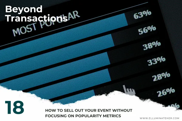 Image illustrating popularity metrics with a message that you don't need to be popular to be powerful in business and events. Focus on impact, authenticity, and building real connections instead