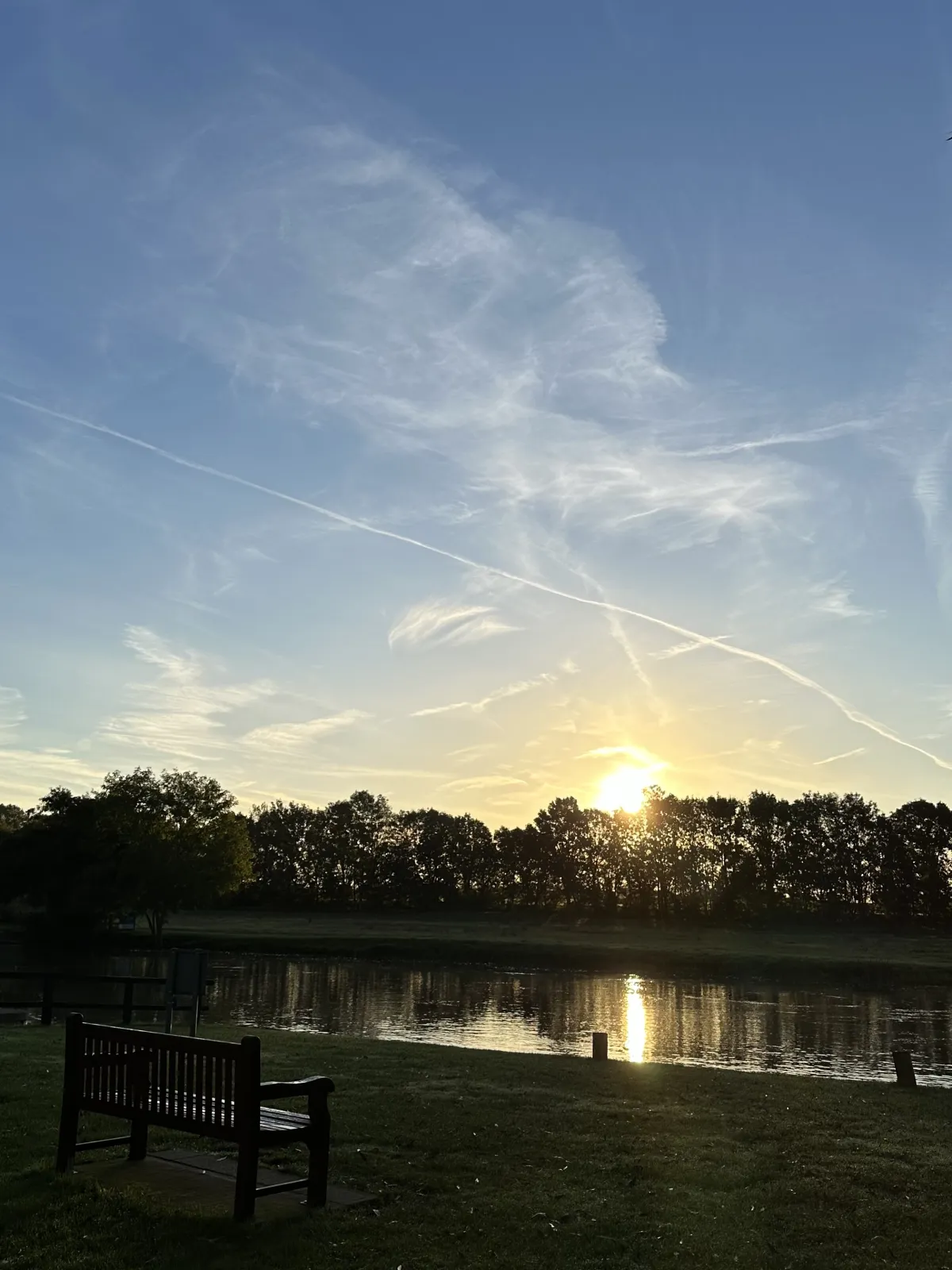 A bench and sunrise