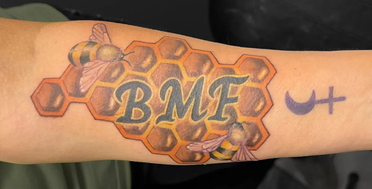Bees and honeycomb tattoo