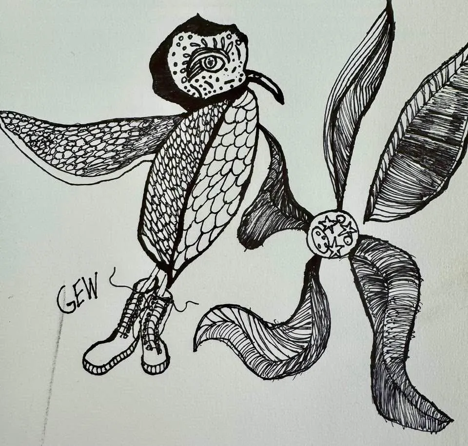 Bird with shoes