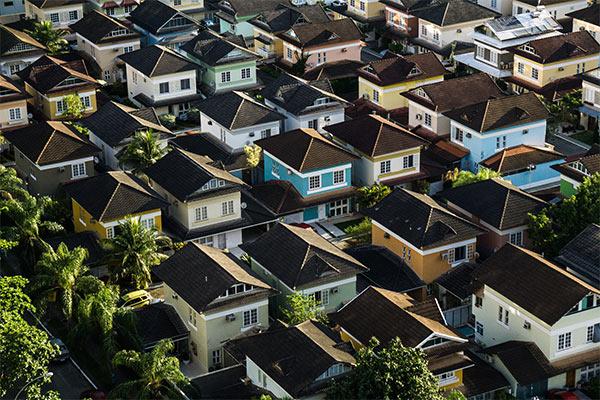 colorful Residential houses in different roofing structures