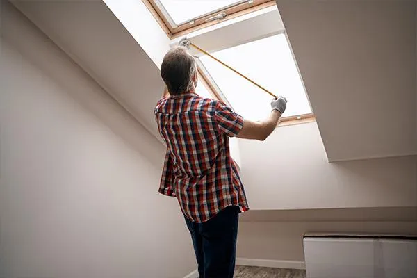 repairman measuring skylight window