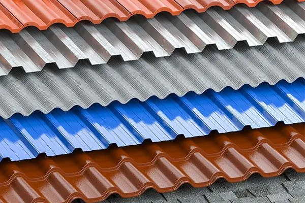 different types of roof such as metal, ceramic tiles, asphalt shingles, and gypsum slate
