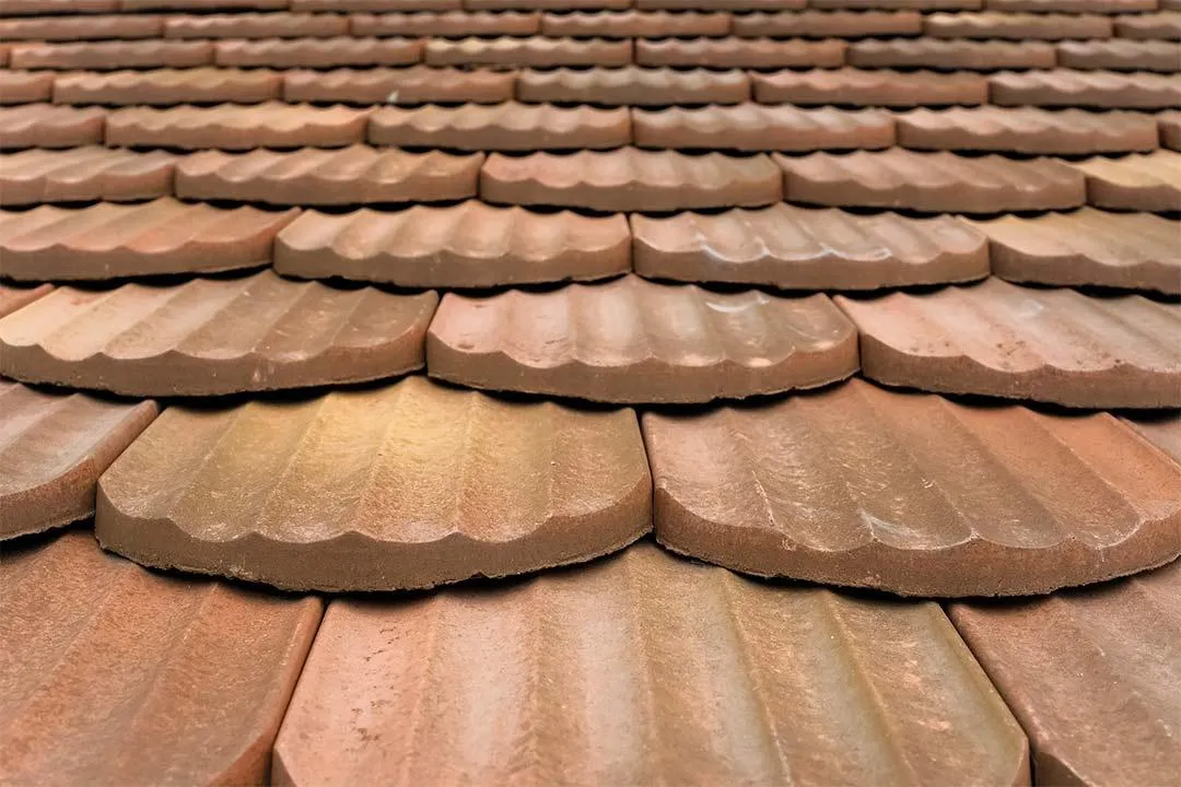 detail of clay tiles on a traditional roof