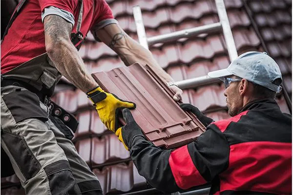 team of two roofing contractors