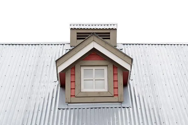metal roof with small dormer window