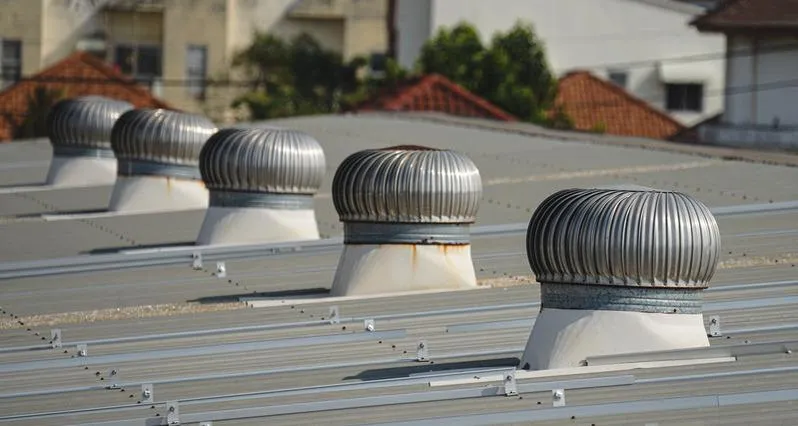 ventilation system expelling hot air through the roof