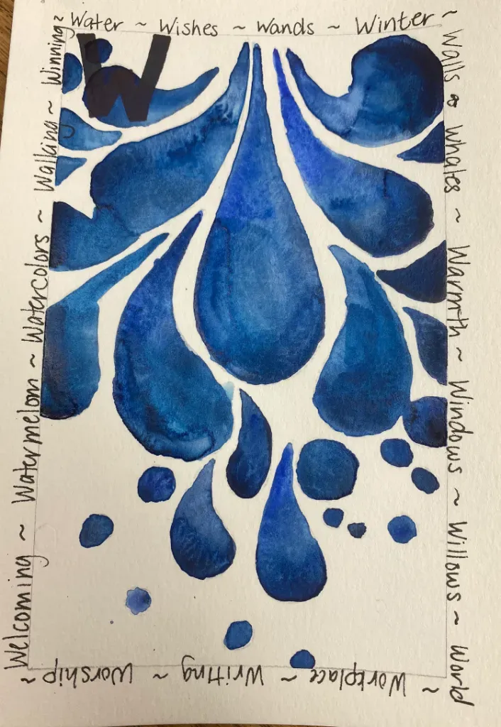 Letter W - Gratitude ABC Book watercolor