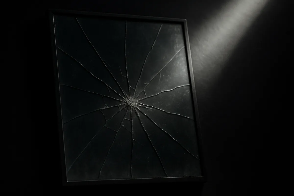 Image of a fractured mirror in need of restoration.