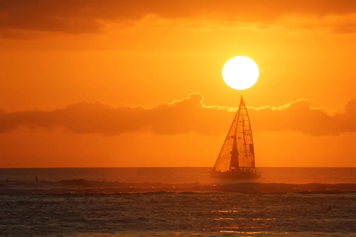 Sunset on boat in Hawaii