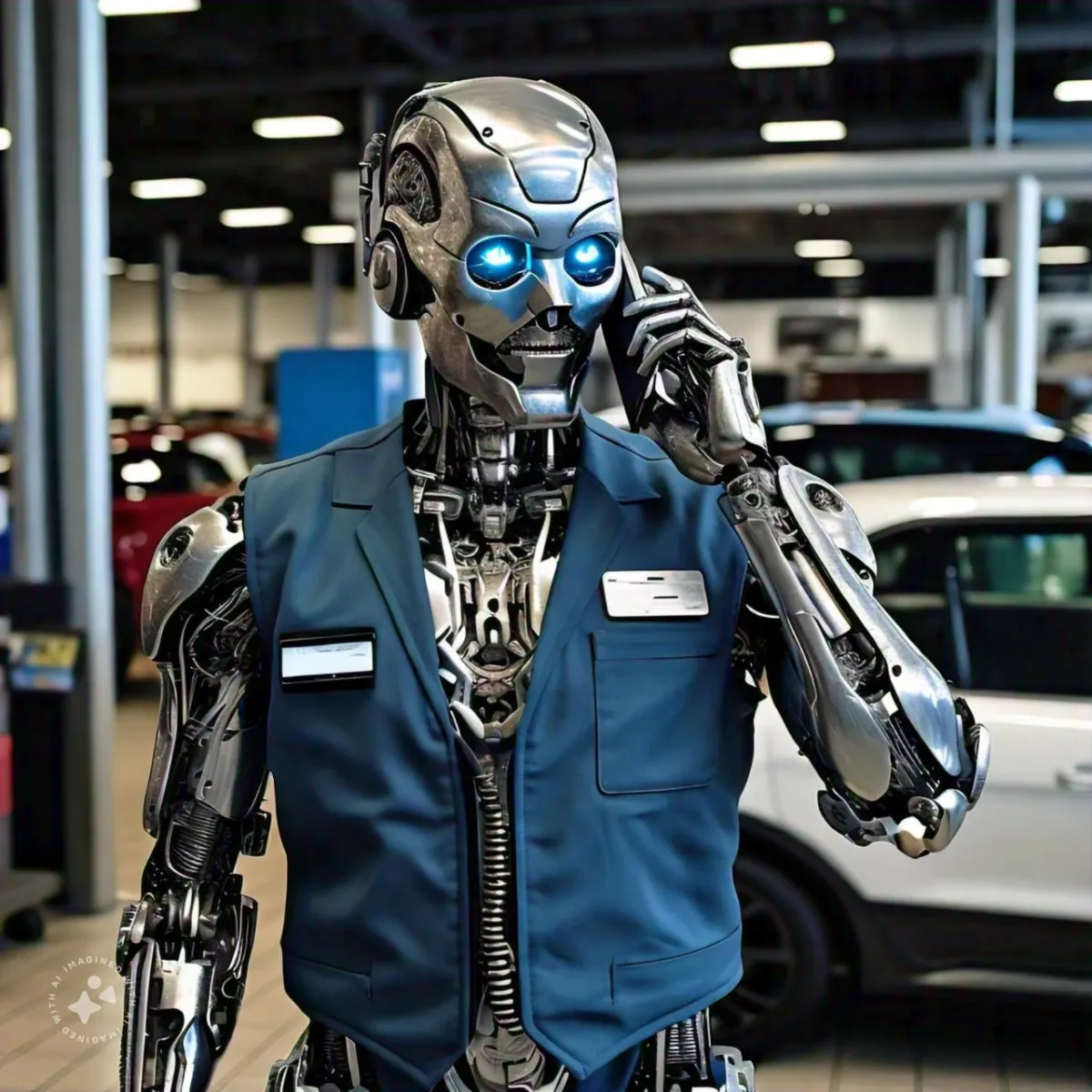 AI Bot BDC on the phone in a Car Dealership
