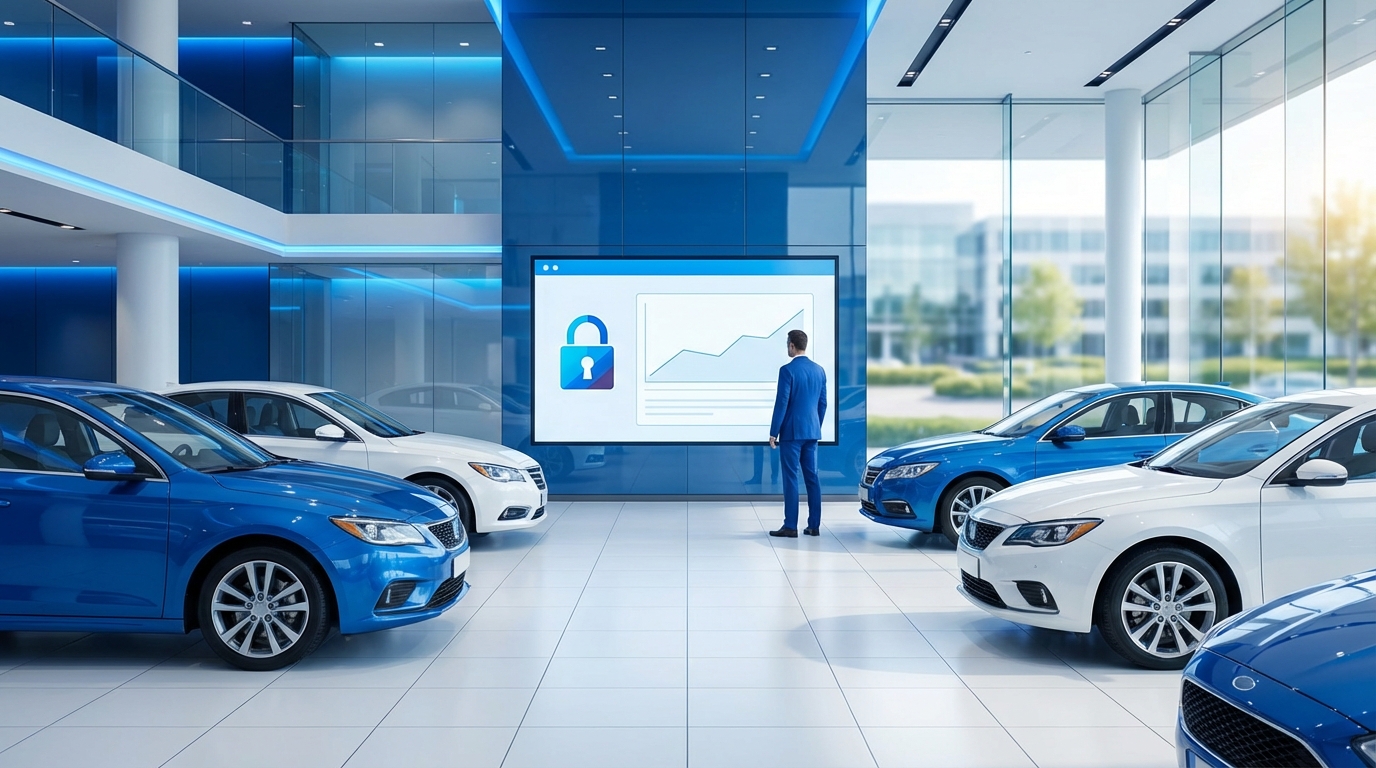 Split screen showing a frustrated car dealer looking at low Facebook Marketplace views on one side, and successful engaged Facebook car listings with multiple inquiries on the other side