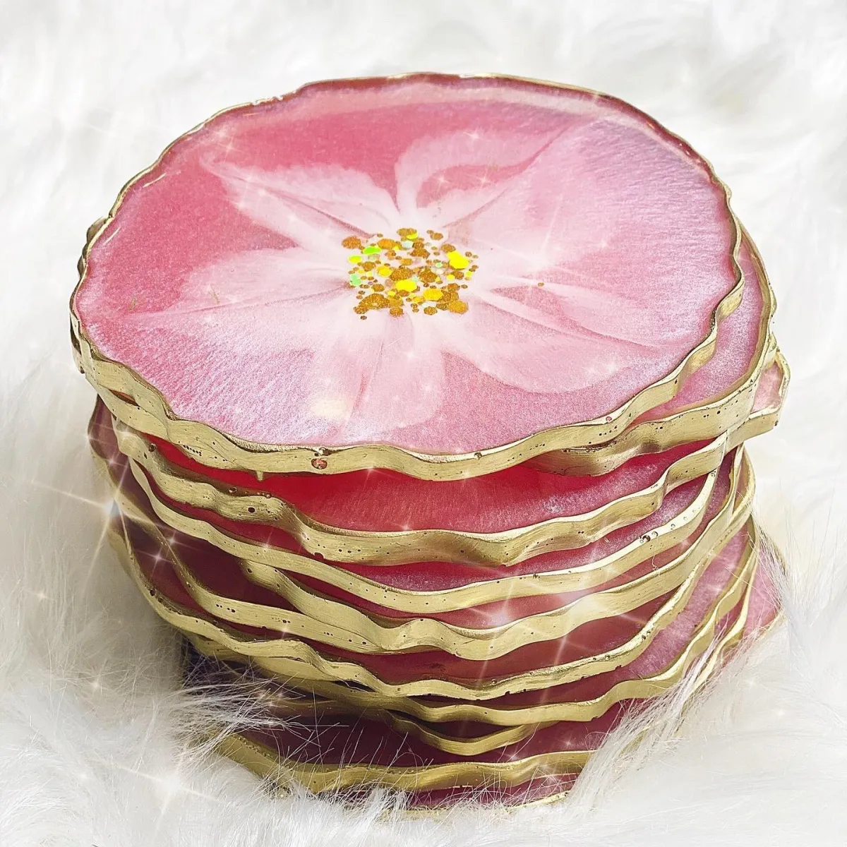 Pink flower coasters