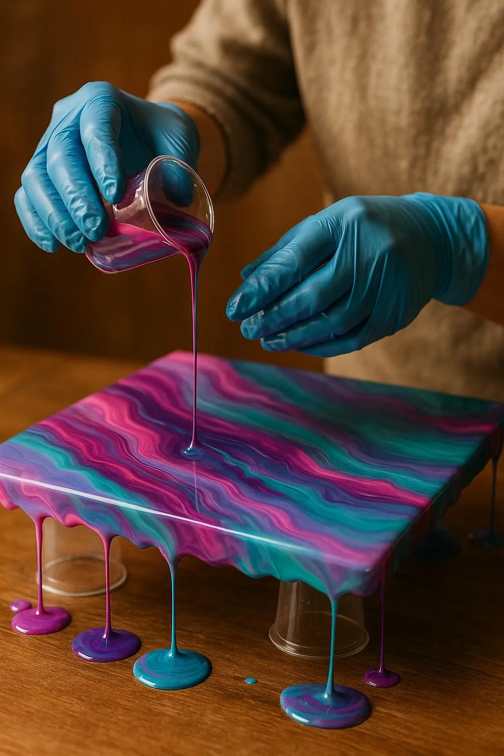 Beginner’s Resin Pour with Acrylic Paint (Messy but Fun Guide)