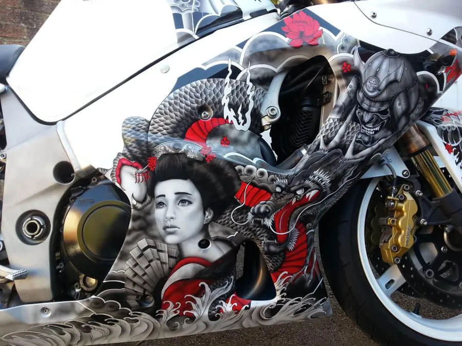 Japanese Tattoo Airbrushed Themed Bike By Xtreme Paint Studio