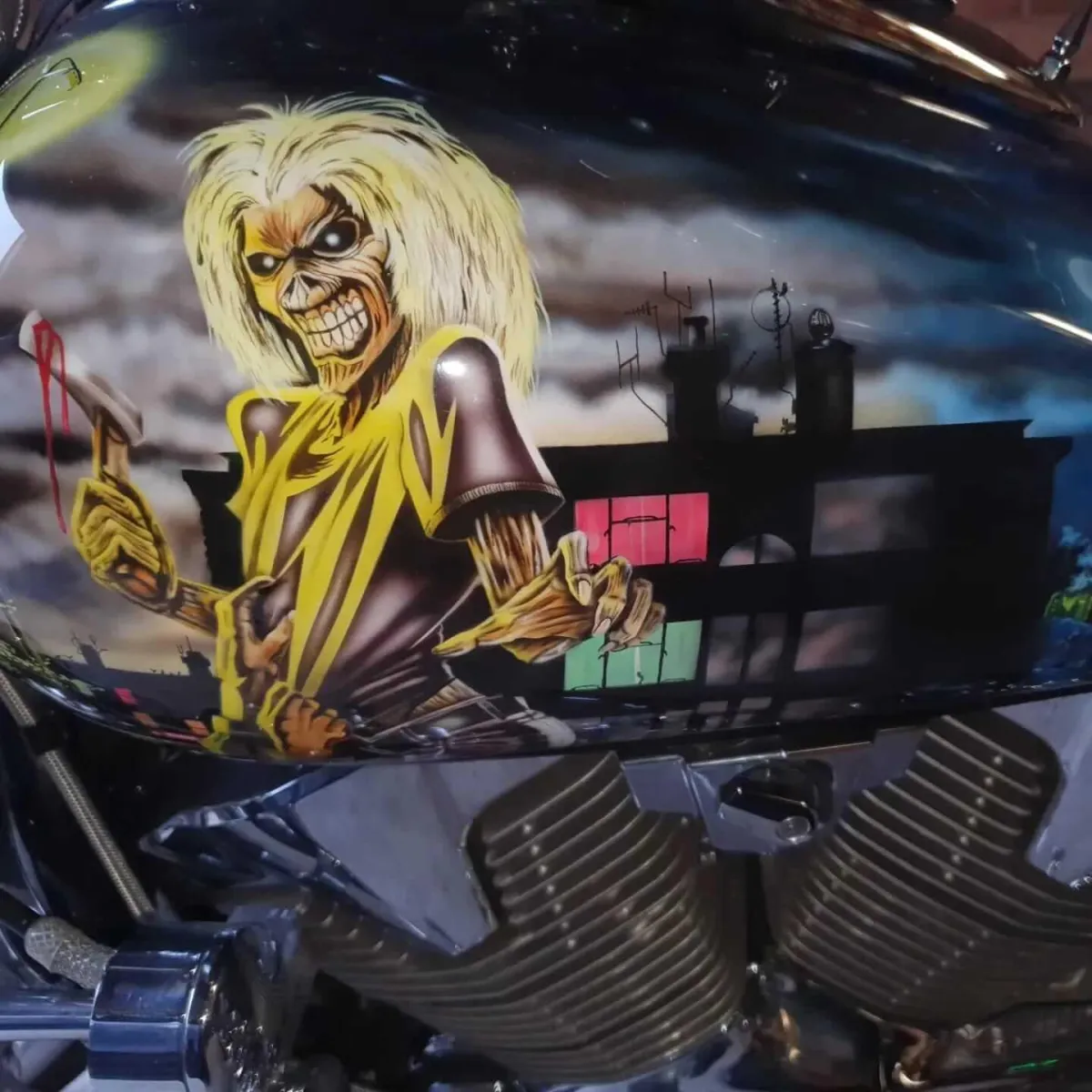 Iron Maiden Airbrushed Honda VTX Bike