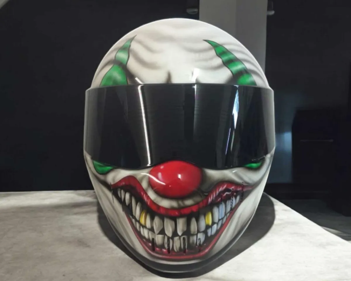 Evil Clown Airbrushed Themed Helmet By Xtreme Paint Studio
