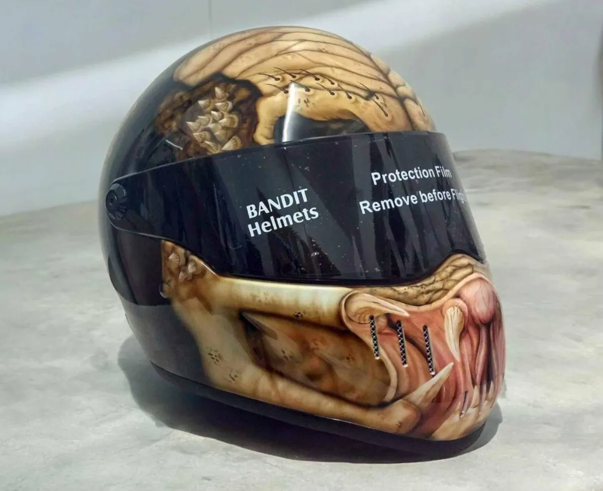 Predator Airbrushed Themed Helmet By Xtreme Paint Studio