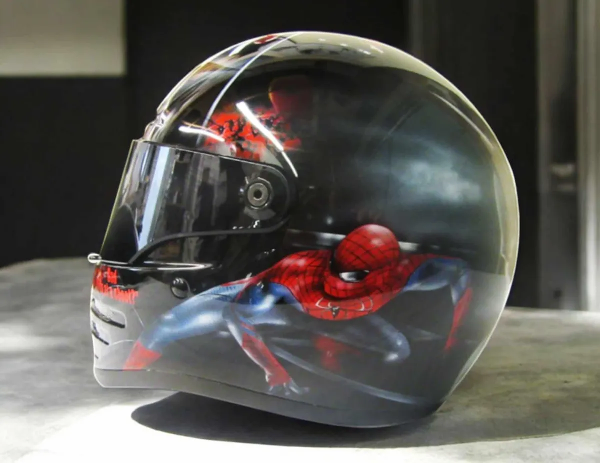 Batman & Spiderman Airbrushed Themed Helmet