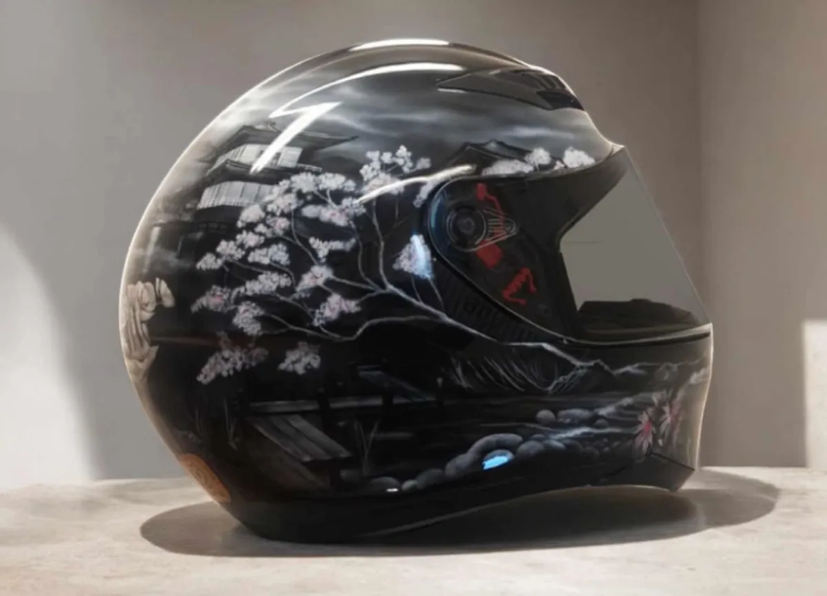 Japanese  Airbrushed Themed Helmet By Xtreme Paint Studio