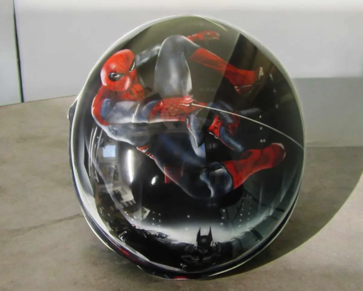 Batman & Spiderman Airbrushed Themed Helmet
