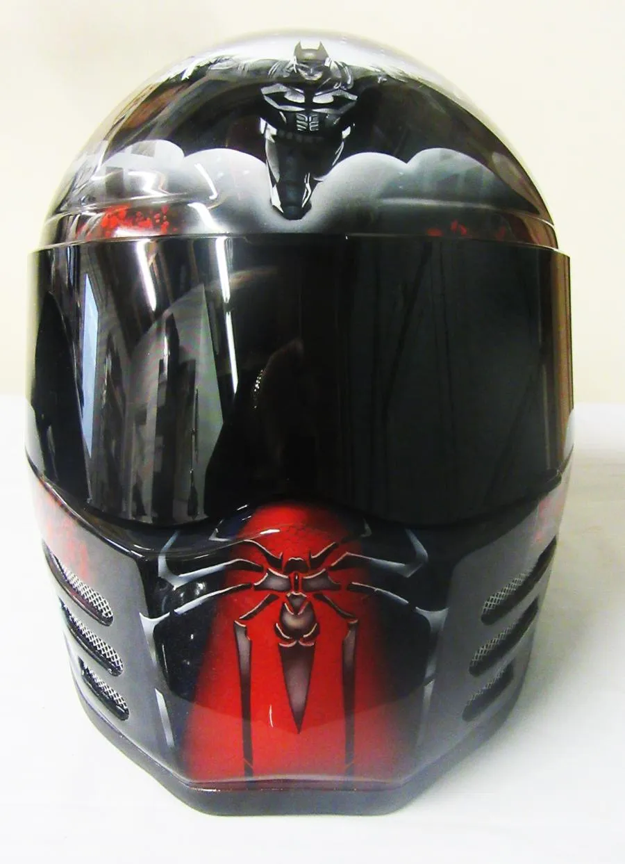 Batman & Spiderman Airbrushed Themed Helmet