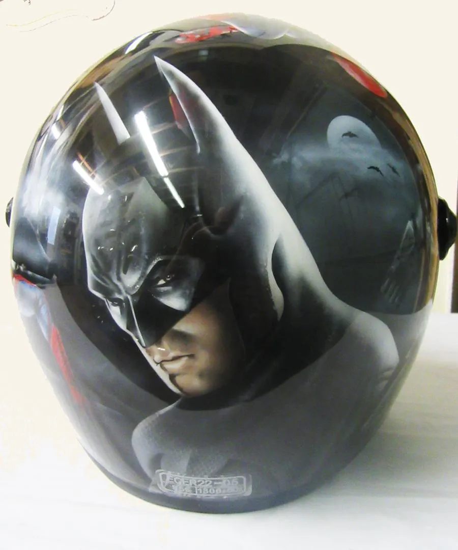 Batman & Spiderman Airbrushed Themed Helmet