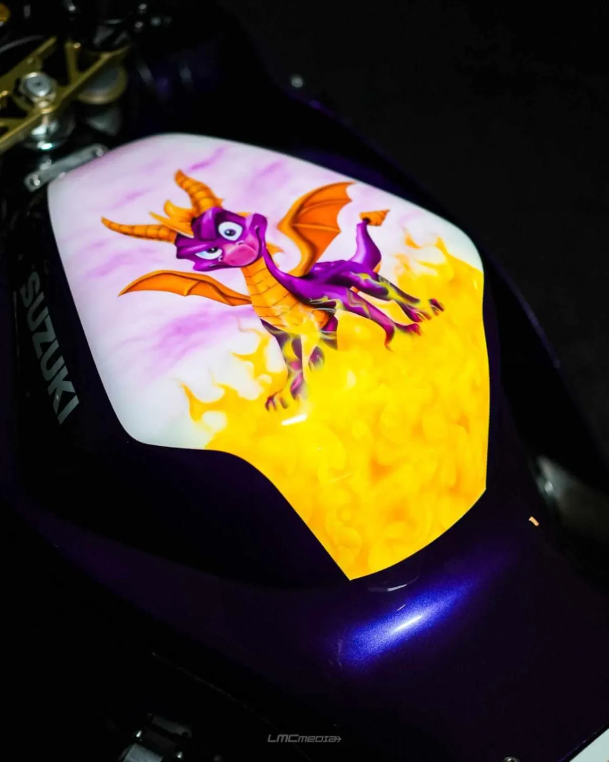 Suzuki Hayabusa Santa Pod Race Bike Airbrushed in Spiro the dragon theme