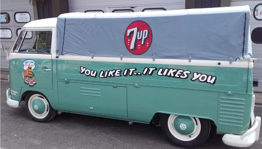 VW Camper With Vintage 7UP Signage