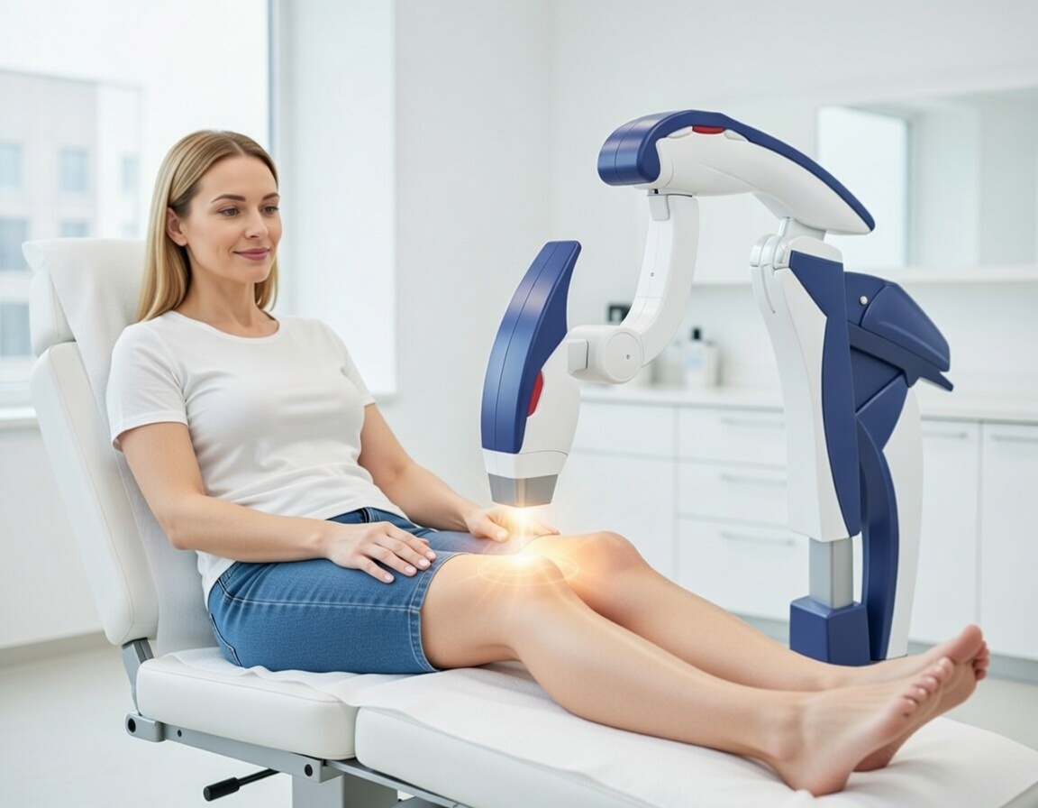 Patient receiving MLS laser therapy to speed healing and support recovery