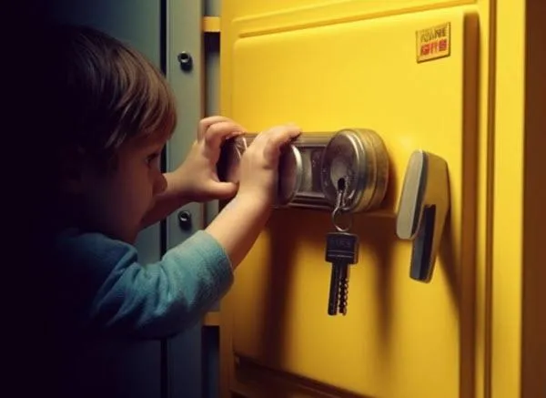 Child trying to open a safe