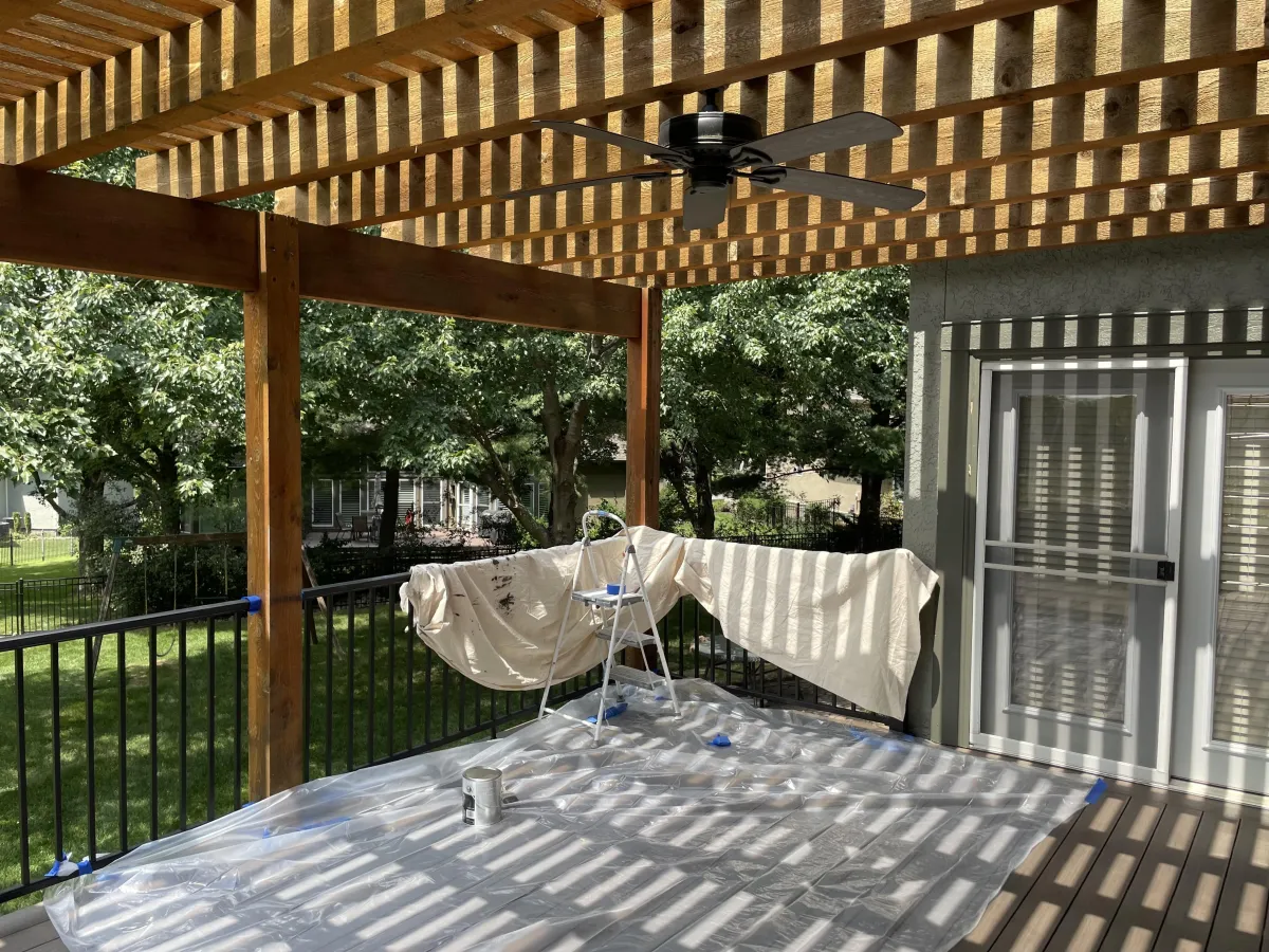 Pergola white brown staining by better painting 2