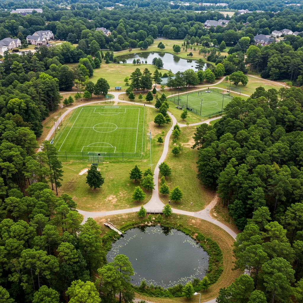 Scenic parks and green spaces in Alpharetta and Milton Georgia with trails, lakes, and sports fields