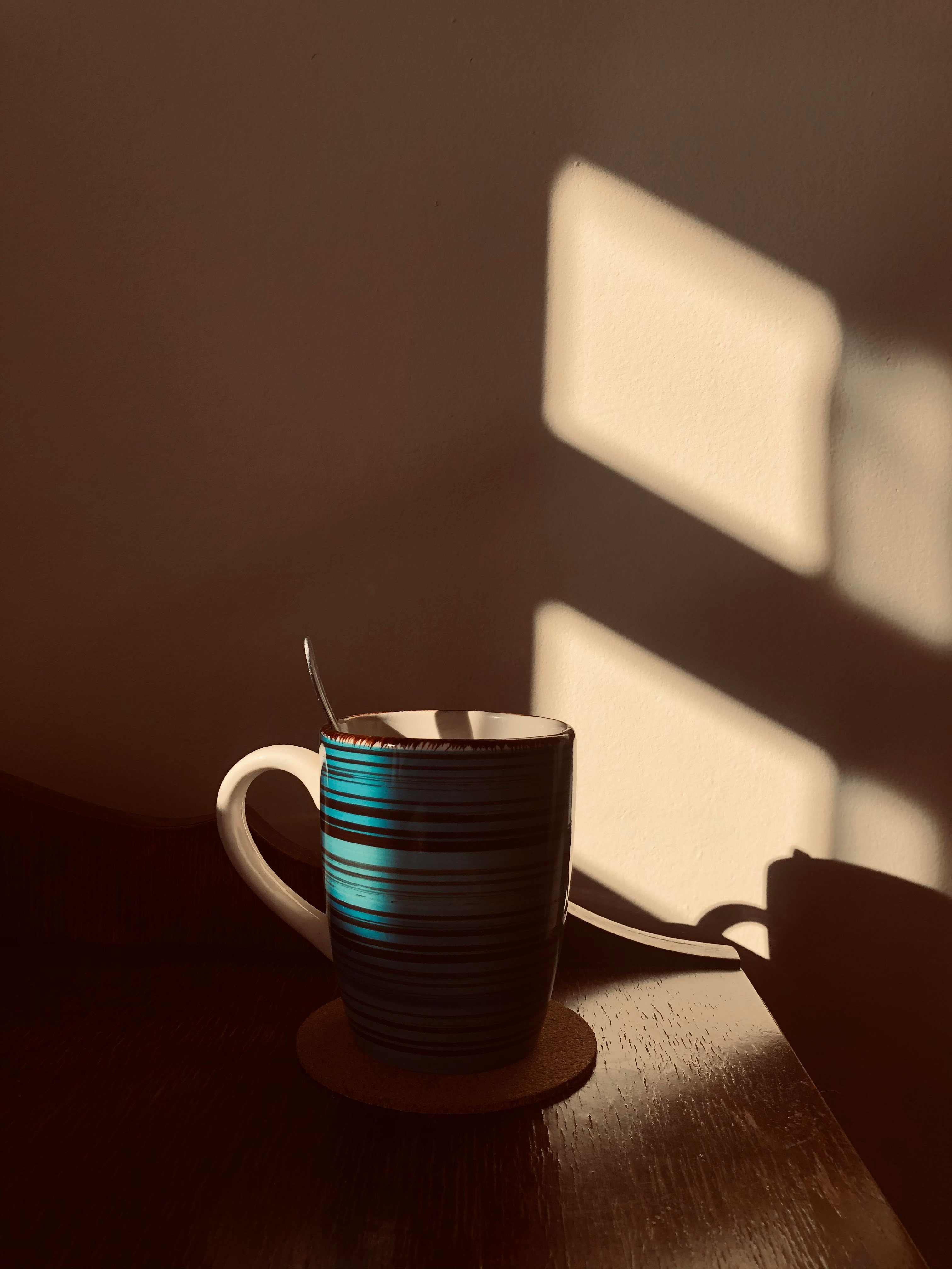 A cup of coffee in the morning light.