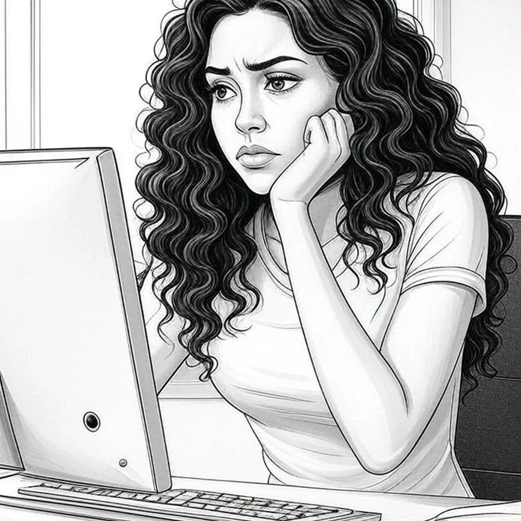 Woman procrastinating in front of her computer.