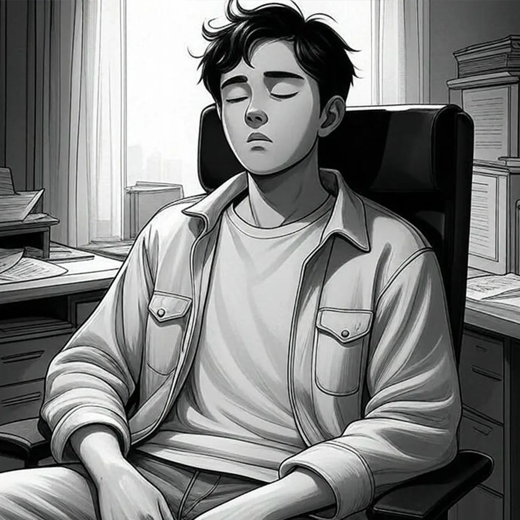 Man resting in a chair in his office.