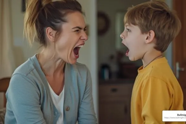 a woman shouting at a child