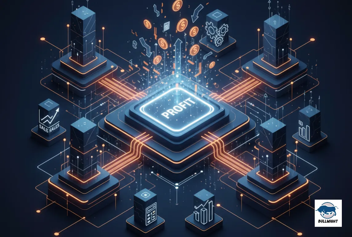 illustration symbolizing automations as an interconnected profit engine