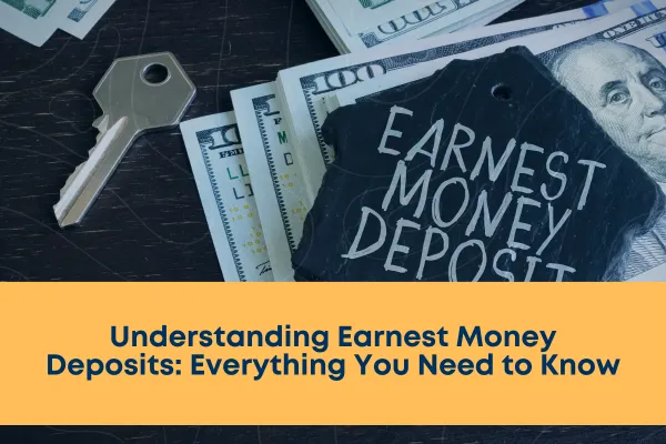 Real estate agent holding contract and house keys, explaining earnest money deposits.