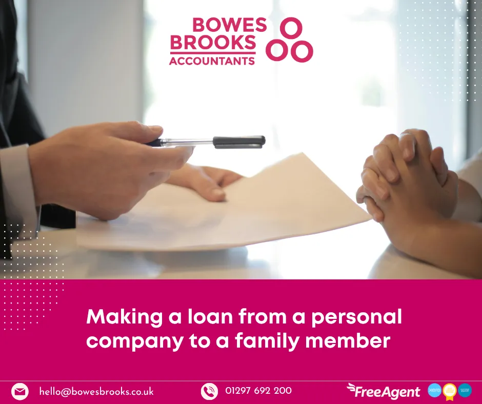 Making a loan from a personal company to a family member 