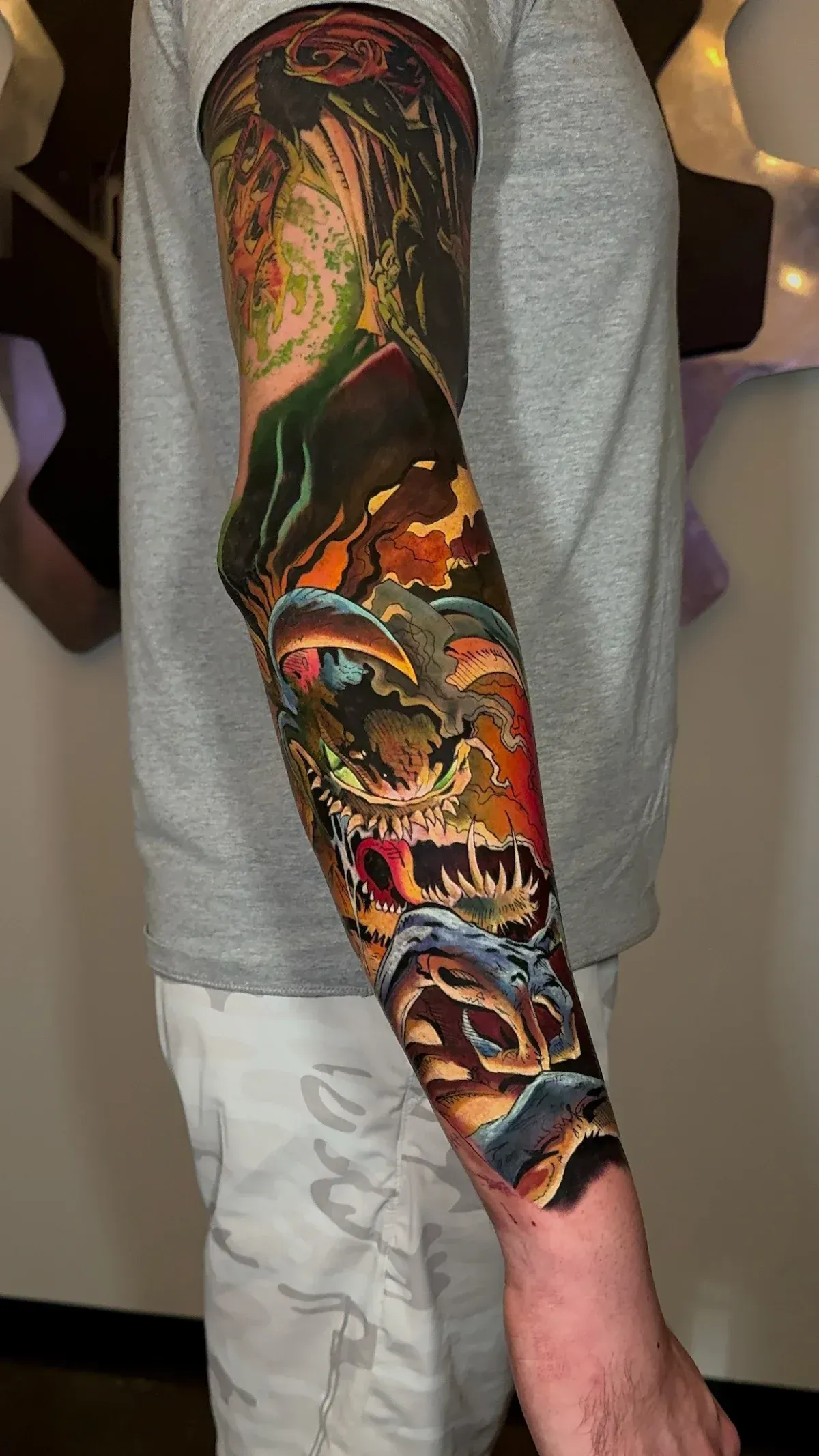 Spawn Sleeve Comic Tattoo  Color Realism Tattoo: Professional tattoo by Noelin Wheeler at Montana Tattoo Company in Missoula, MT 