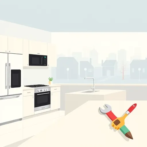 A vibrant pop art-inspired collage illustrating creative kitchen remodel ideas. The scene features stylized, exaggerated kitchen elements with bold patterns, including brightly colored geometric cabinets and vivid countertops. Retro-style appliances with oversized knobs and quirky handles add playful detail. A floating utensil cloud with cartoonish utensils dances above a futuristic energy-pulsing island. In the background, comic-book-style backsplash tiles with exaggerated shading and dotted textures are set against a gradient wall shifting from yellow to teal. whimsical touches like a tiny potted plant with oversized leaves and a smiling, oversized clock with expressive eyes enhance the charm. The composition is framed with bold outlines and dotted halftones typical of pop art, using a palette of reds, blues, yellows, and greens to evoke energy and excitement. The lively, colorful design emphasizes modern innovation and retro fun, making it an eye-catching blog cover image celebrating imaginative kitchen renovation ideas.