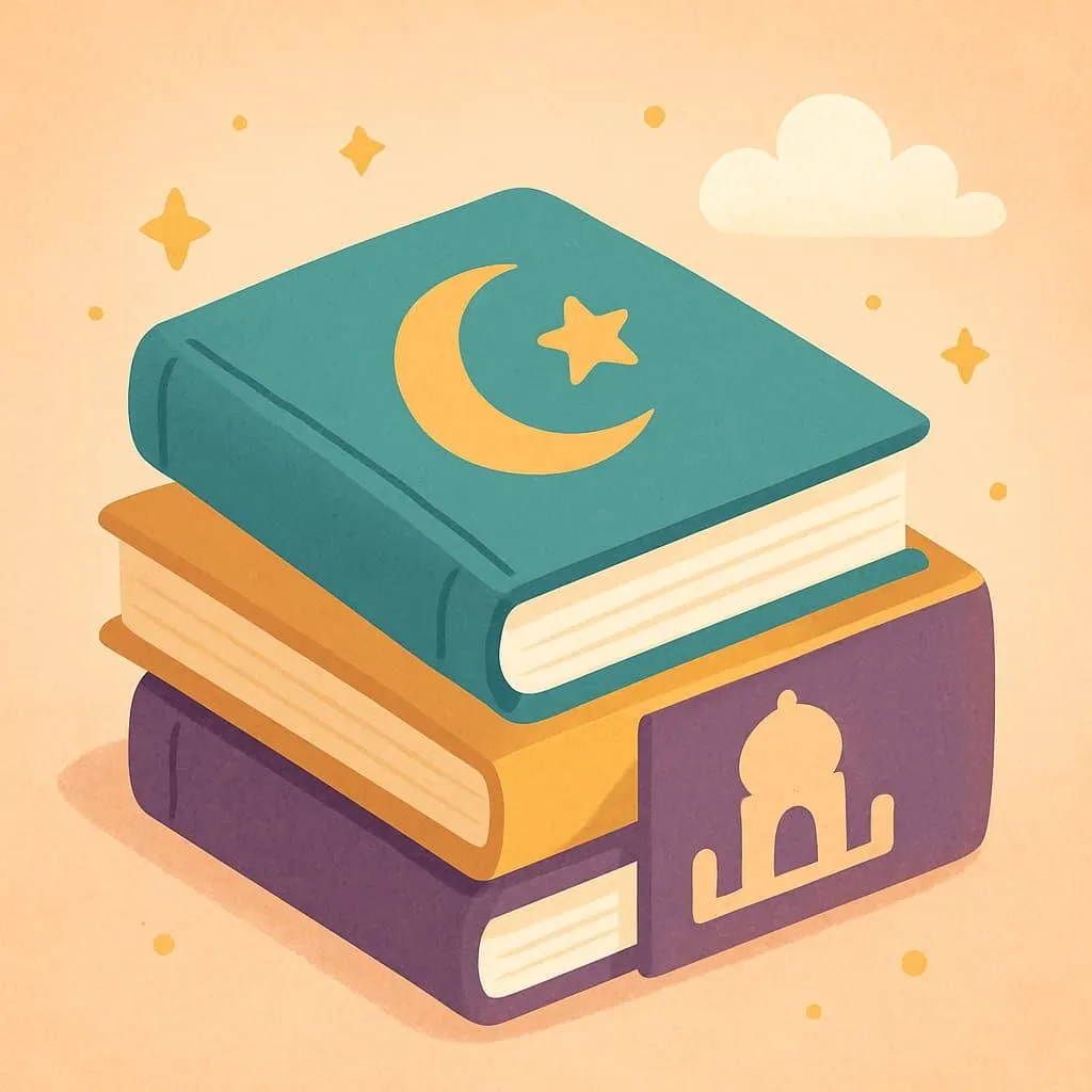 Image showing young muslim boy at a cross roads with one bad book and one good book