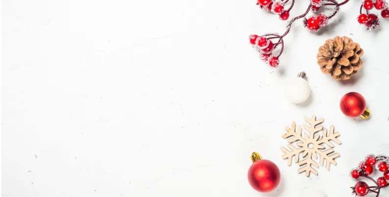 pine cones and Christmas ornaments