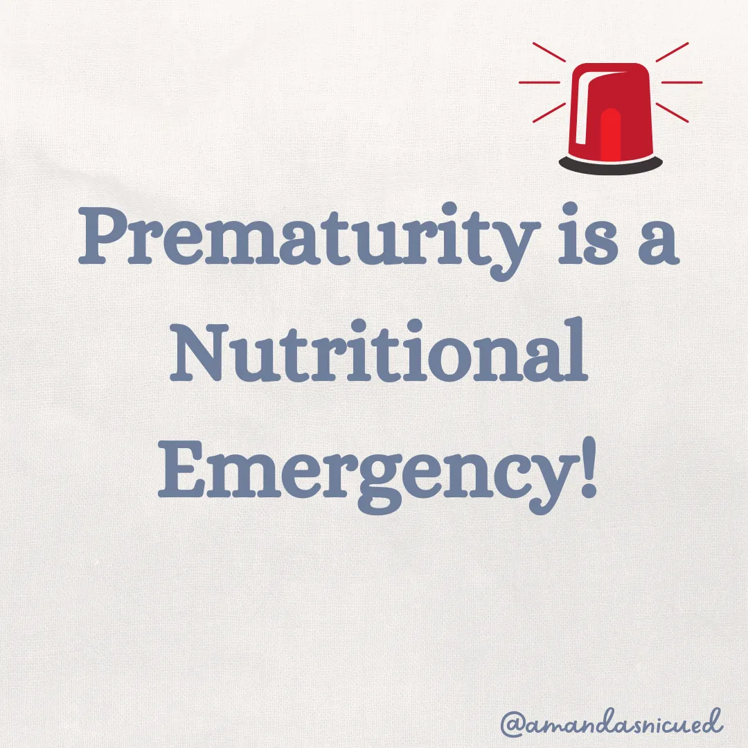 blue grey words spelling prematurity is a nutritional emergency